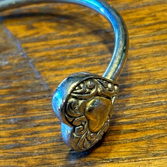 7.5" Silver and Gold Tone Heart Cuff Bracelet - Picture 8 of 9